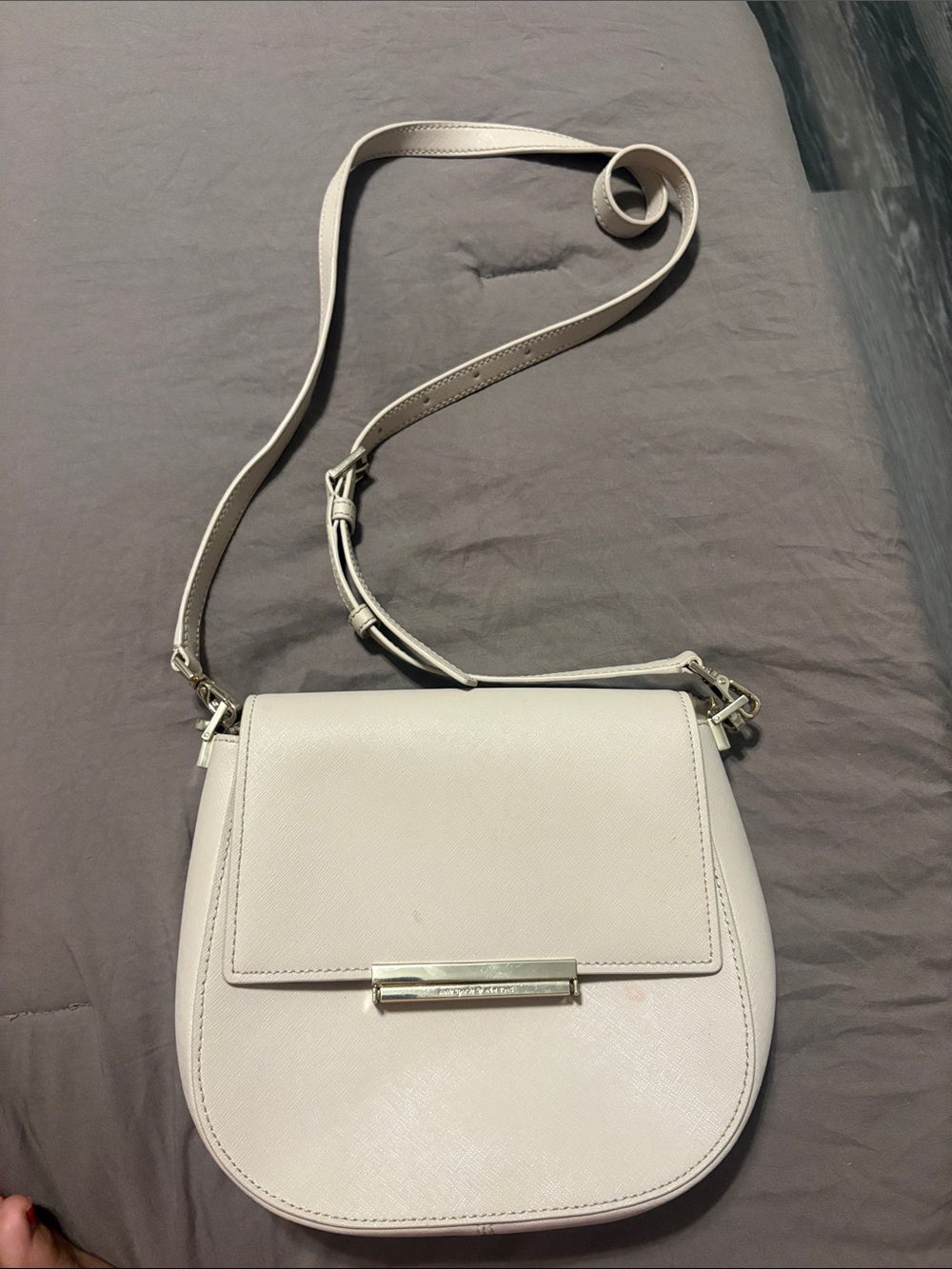 kate spade Cream Crossbody Saddle Bag with Metal Bar